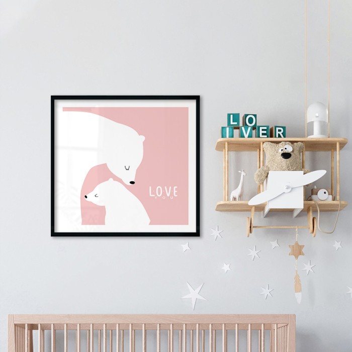 Αφίσα Poster Μαμά και μωρό αρκούδες με κορνίζα