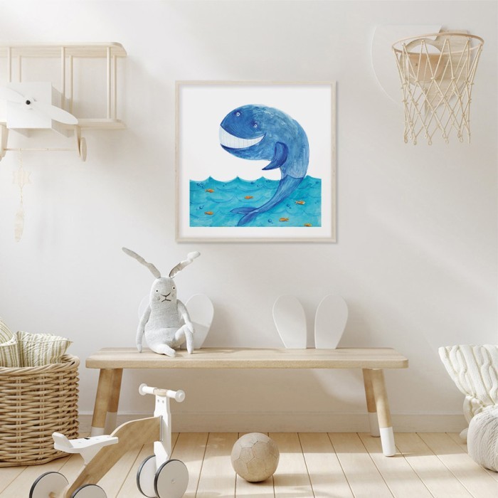 Αφίσα Poster Μπλε φάλαινα για παιδικό δωμάτιο 