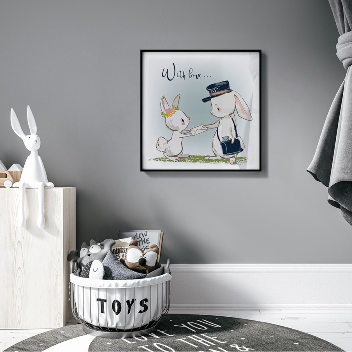 Αφίσα Poster Άσπρα κουνελάκια για παιδικό δωμάτιο 