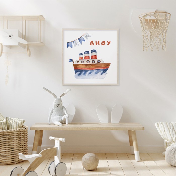 Αφίσα Poster Πολύχρωμο καράβι για παιδικό δωμάτιο 