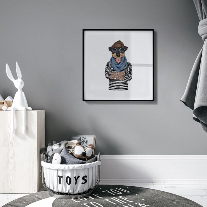 Αφίσα Poster Σκύλος με ωραία ρούχα για παιδικό δωμάτιο 