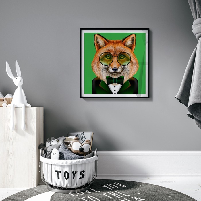 Αφίσα Poster Αλεπού με πράσινα γυαλιά για παιδικό δωμάτιο 