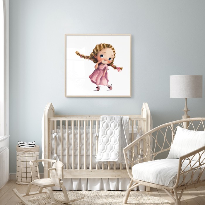 Αφίσα Poster Κοριτσάκι με κοτσίδες για βρεφικό δωμάτιο