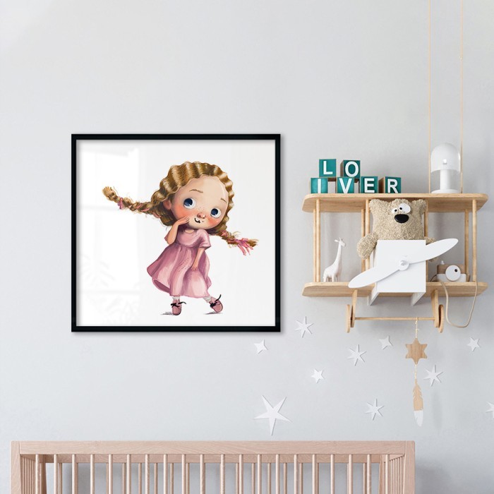 Αφίσα Poster Κοριτσάκι με κοτσίδες με κορνίζα