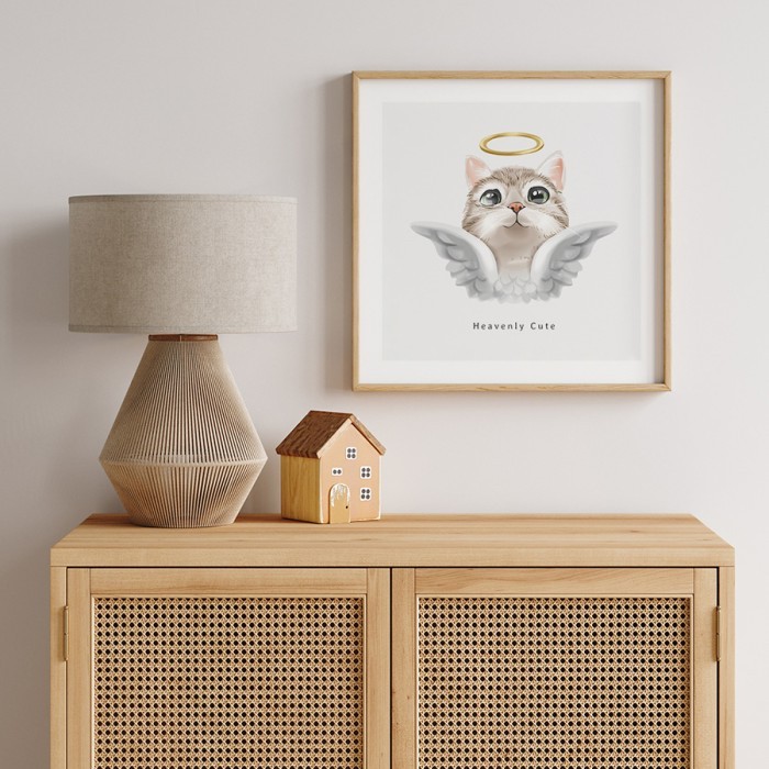 Αφίσα Poster Αγγελικό γατάκι με κορνίζα