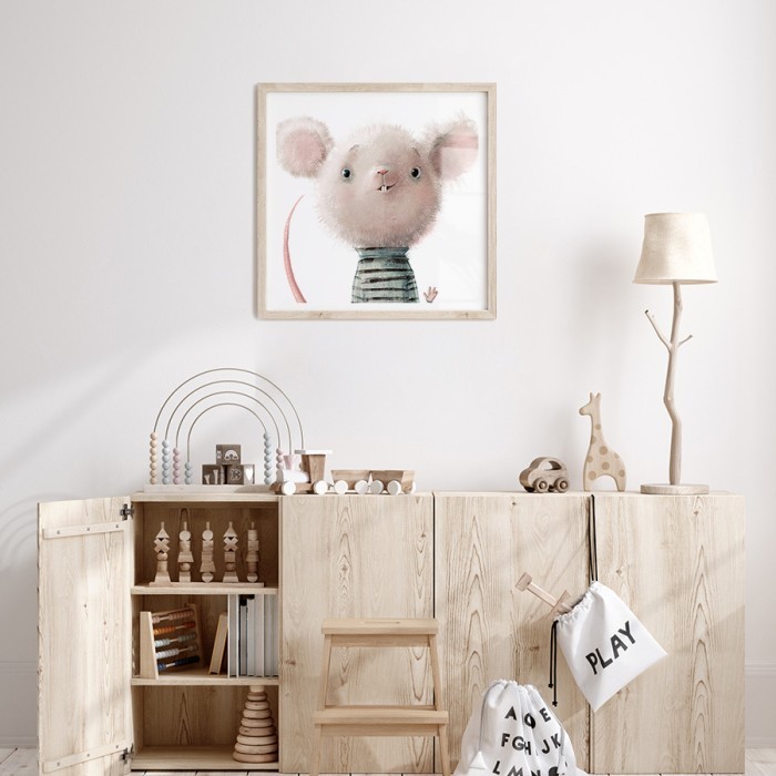 Αφίσα Poster Ποντικάκι με ριγέ μπλουζάκι για παιδικό δωμάτιο 