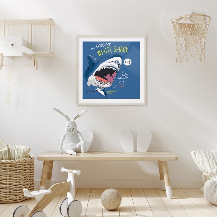 Αφίσα Poster White shark για παιδικό δωμάτιο 