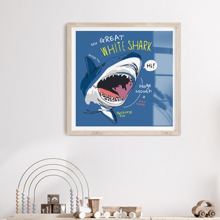 Αφίσα Poster White shark με κορνίζα