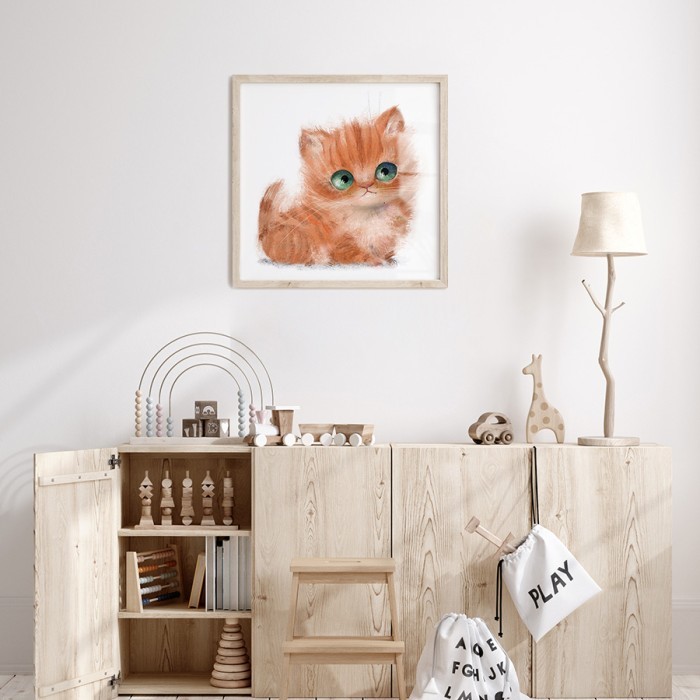 Αφίσα Poster Πορτοκαλί γατάκι για παιδικό δωμάτιο 