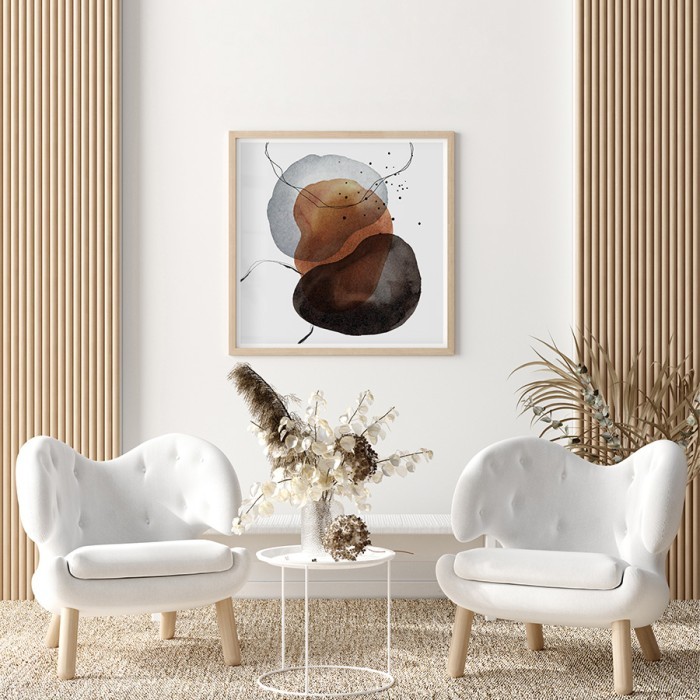 Αφίσα Poster Καφέ & μαύρες νερομπογιές για σαλόνι
