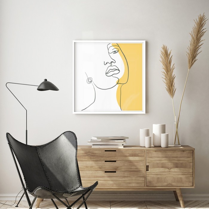Αφίσα Poster White & yellow face δωματίου 