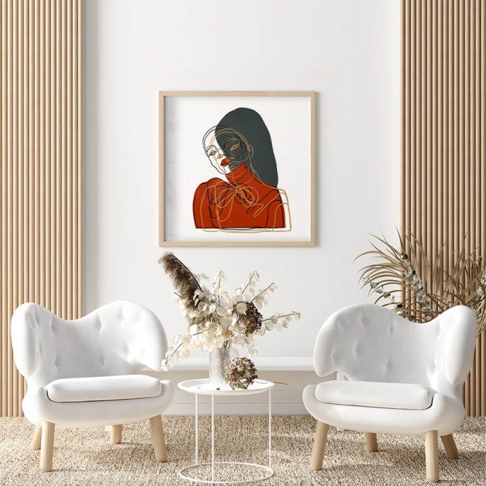 Αφίσα Poster Γυναίκα με πορτοκαλί μπλούζα για σαλόνι