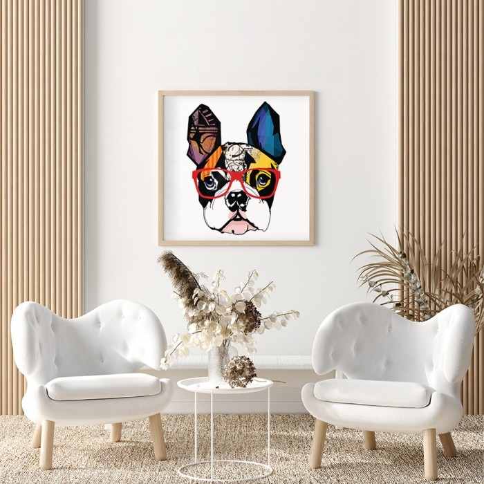 Αφίσα-Poster Σκύλος σε πολύχρωμο κολάζ με κορνίζα 