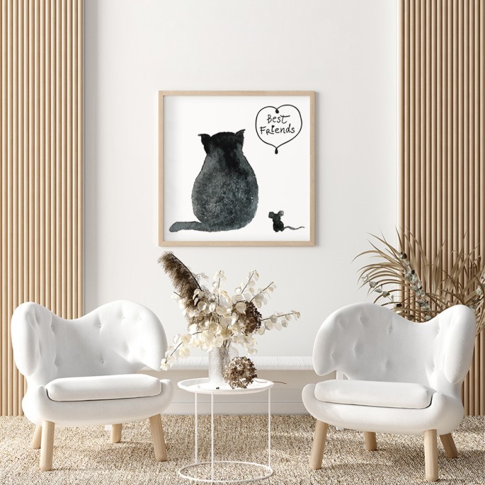 Αφίσα Poster Cat & mouse για σαλόνι