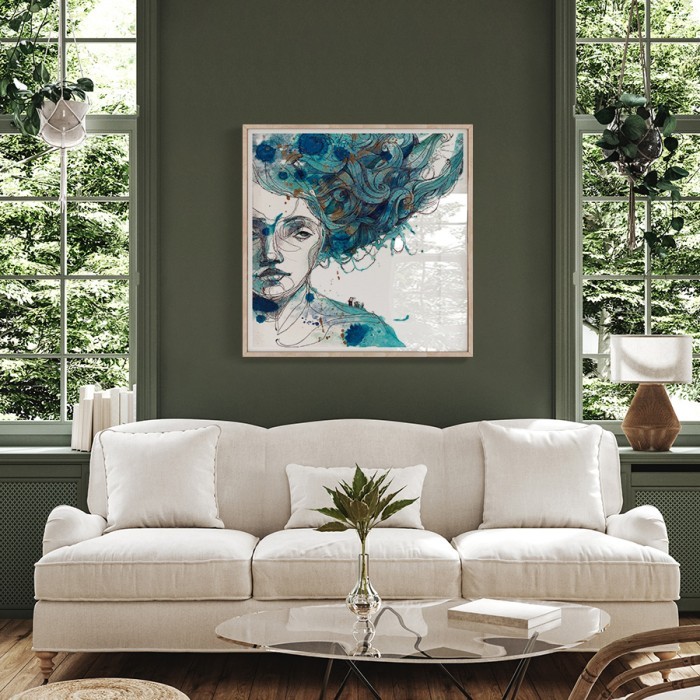 Αφίσα Poster Κοπέλα με μπλε μαλλιά για σαλόνι
