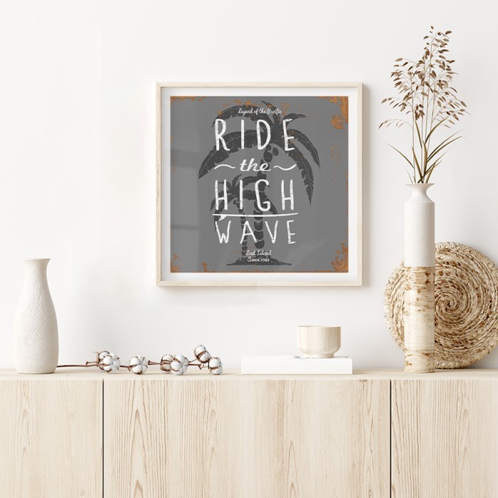 Αφίσα Poster Ride the high wave με κορνίζα