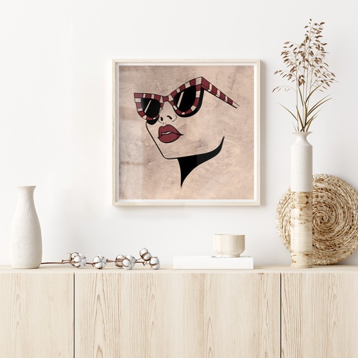 Αφίσα Poster Γυναίκα με γυαλιά ηλίου με κορνίζα