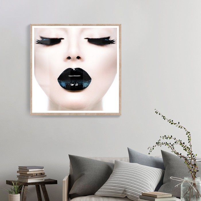 Αφίσα Poster Μαύρα χείλη με κορνίζα