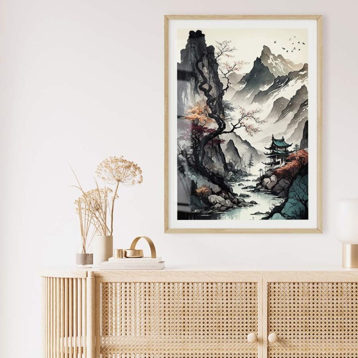 Αφίσα Poster Foggy mountains με κορνίζα