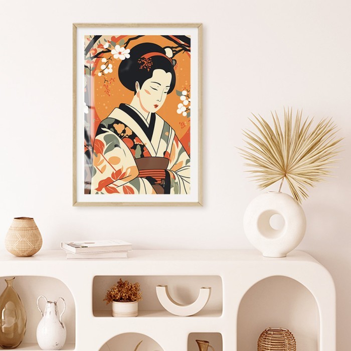 Αφίσα Poster Geisha in kimono για σαλόνι