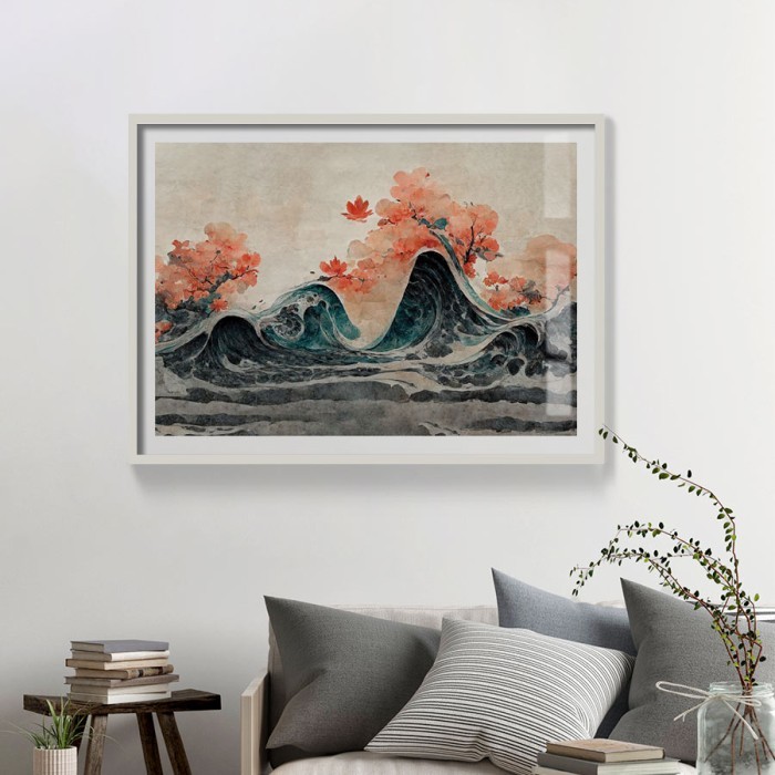 Αφίσα Poster Βουνό Φούτζι σε λευκό φόντο με κορνίζα