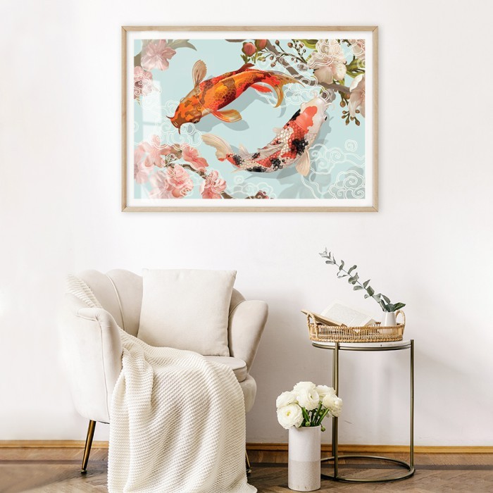 Αφίσα Poster Ιαπωνικά ψάρια Koi για σαλόνι