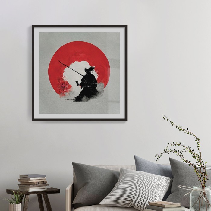 Αφίσα Poster Blood sun samurai με κορνίζα σε λευκό φόντο