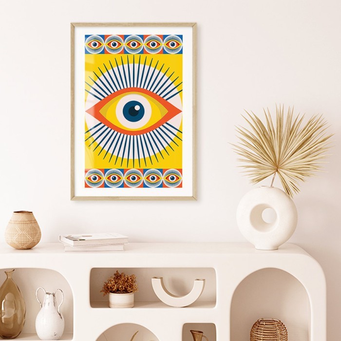 Αφίσα Poster Boho abstract eye με κορνίζα
