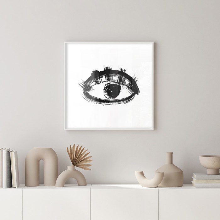 Αφίσα Poster Sketched eye σε λευκό φόντο με κορνίζα