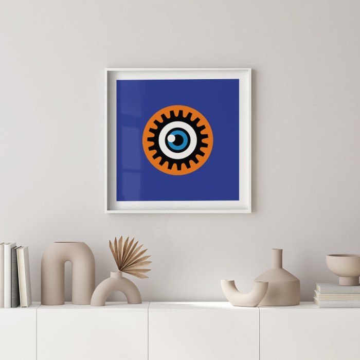 Αφίσα Poster Clockwork blue eye με κορνίζα σε λευκό φόντο