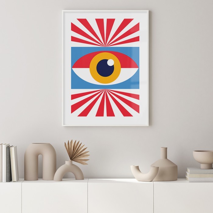 Αφίσα Poster Bauhaus fancy eye με κορνίζα σε λευκό φόντο