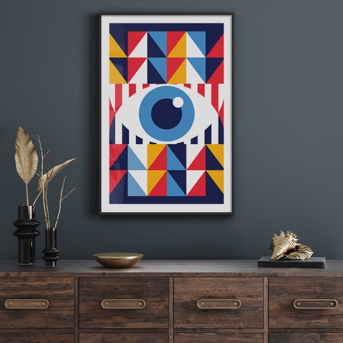Αφίσα Poster Colorful abstract eye με κορνίζα