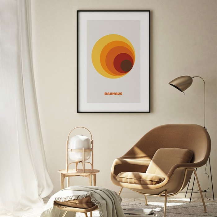 Αφίσα Poster Bauhaus orange circles με κορνίζα