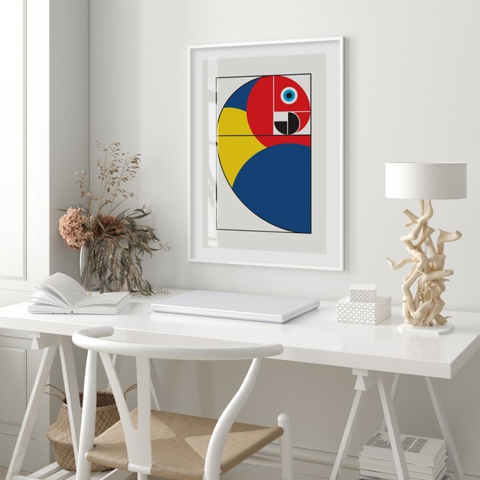 Αφίσα Poster Fibonacci parrot σε λευκό φόντο