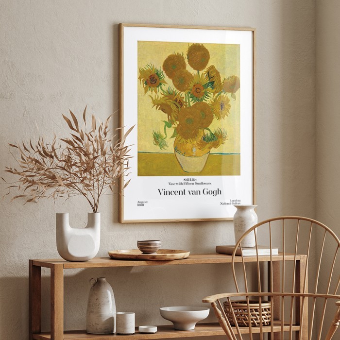 Αφίσα Poster Still life: Vase with Fifteen Sunflowers με κορνίζα
