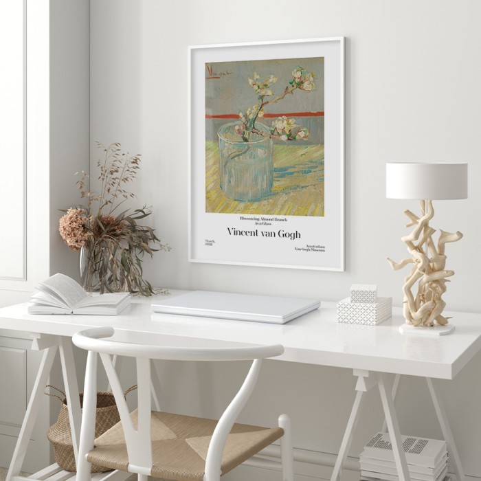 Αφίσα Poster Blossoming Almond Branch in a Glass με κορνίζα