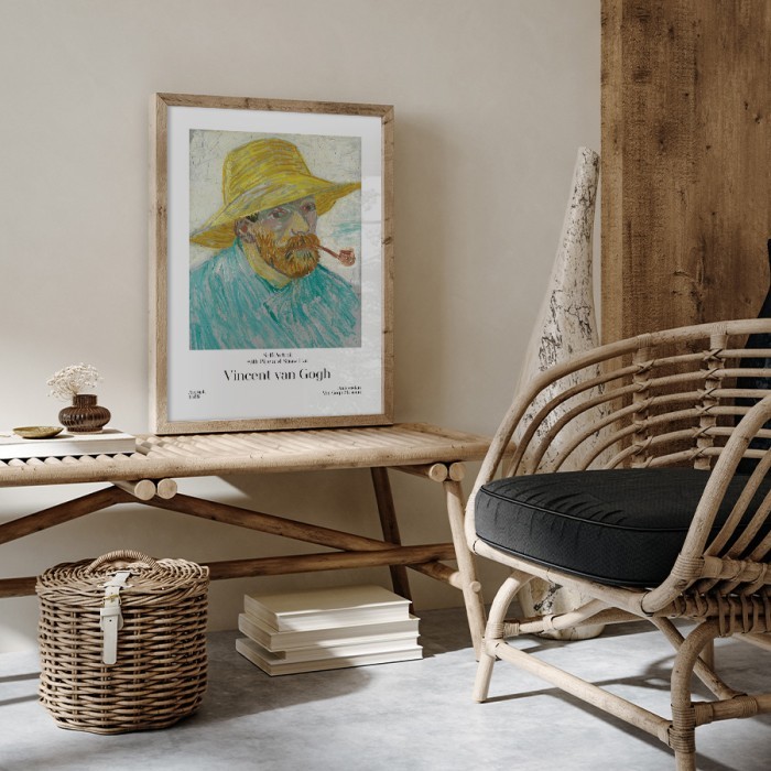 Αφίσα Poster Self-Portrait with Pipe and Straw Hat με κορνίζα