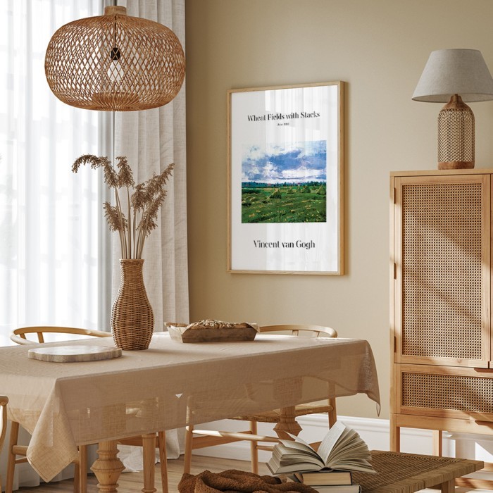 Αφίσα Poster Wheat Fields with Stacks για σαλόνι