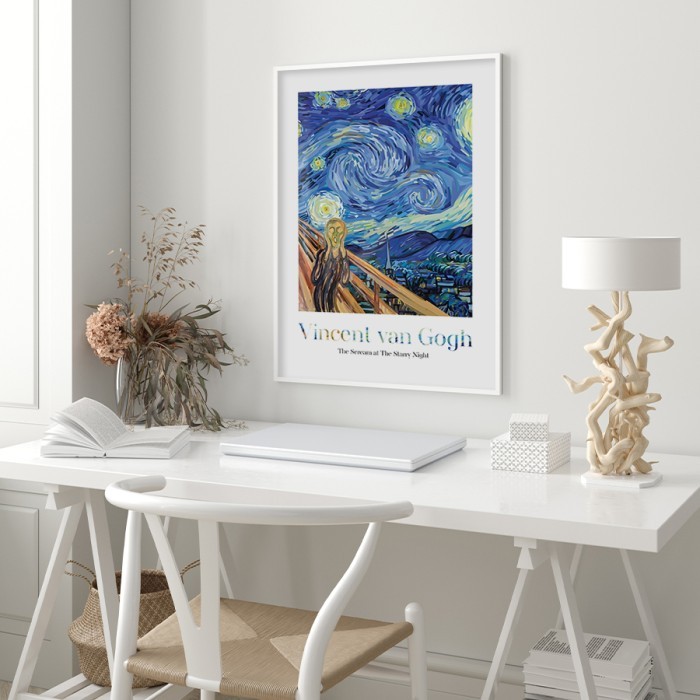 Αφίσα Poster The Scream at the Starry Night με κορνίζα