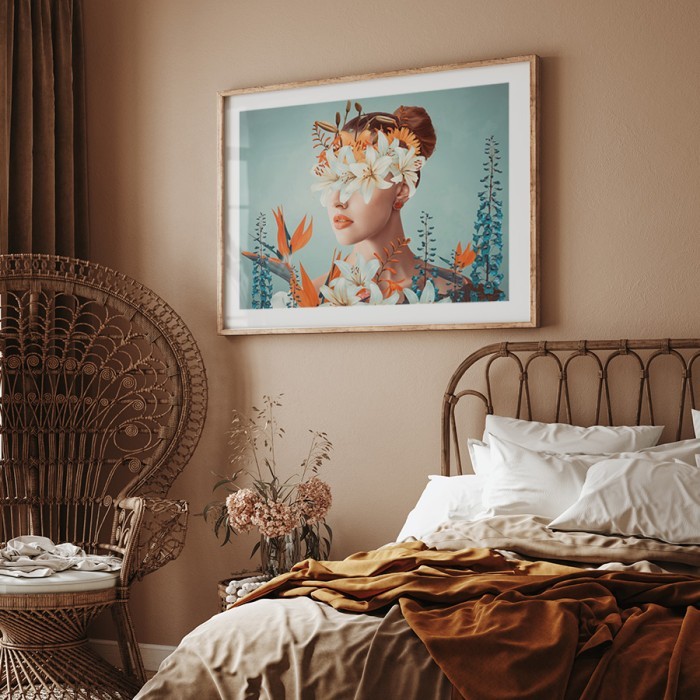Αφίσα Poster Floral πρόσωπο γυναίκας για κρεβατοκάμαρα 