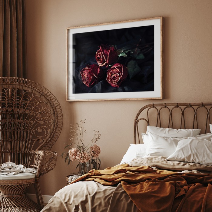 Αφίσα Poster Κόκκινα τριαντάφυλλα με κορνίζα