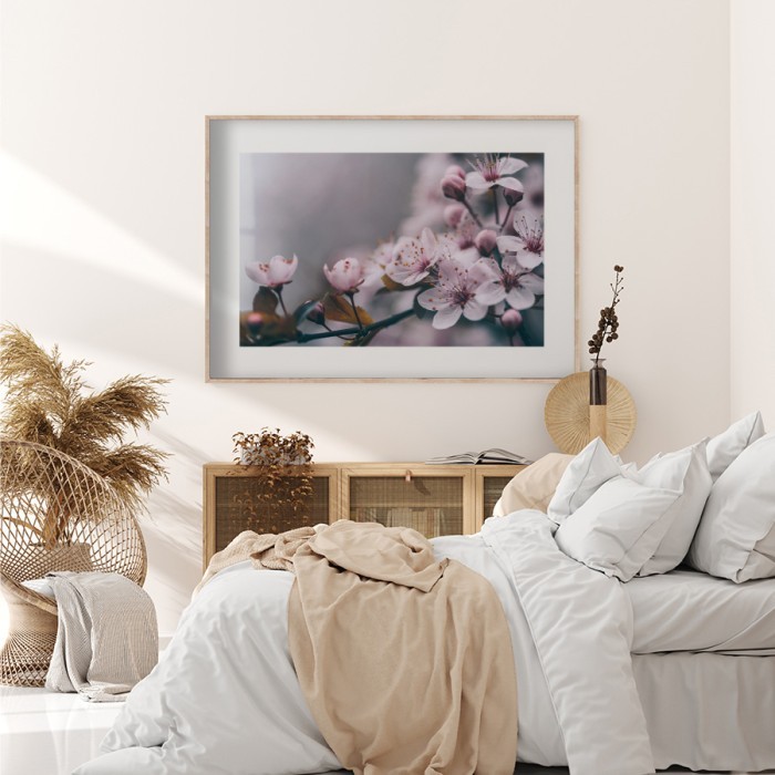 Αφίσα Poster Ροζ άνθη κερασιάς για κρεβατοκάμαρα 