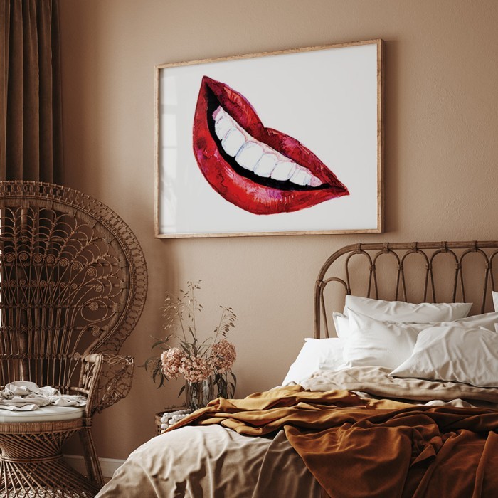 Αφίσα Poster Κόκκινα χείλη για κρεβατοκάμαρα 