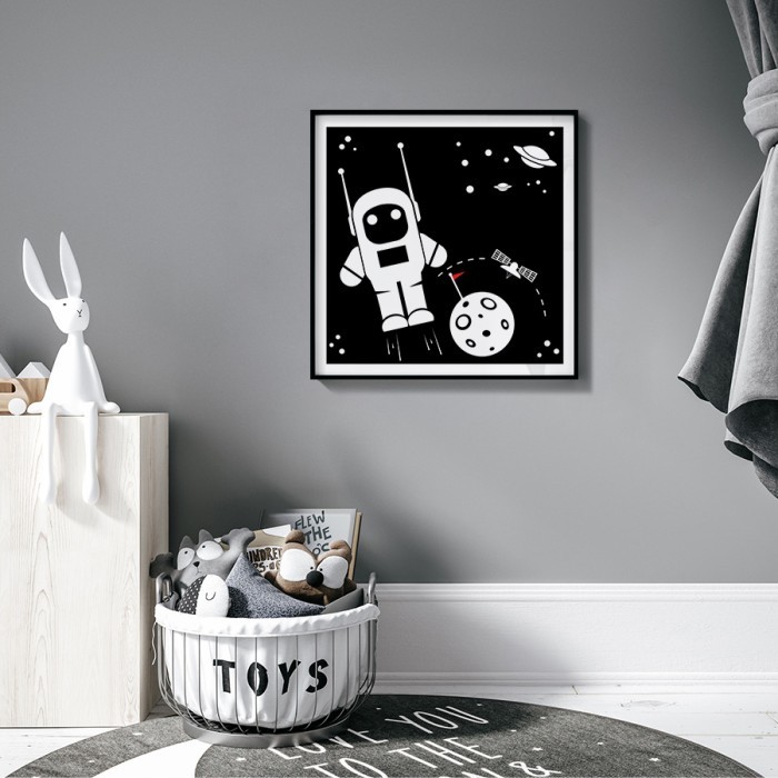 Αφίσα Poster Λευκός αστροναύτης στο διάστημα για παιδικό δωμάτιο 