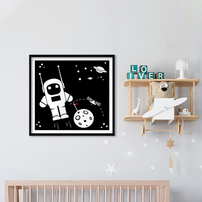 Αφίσα Poster Λευκός αστροναύτης στο διάστημα με κορνίζα