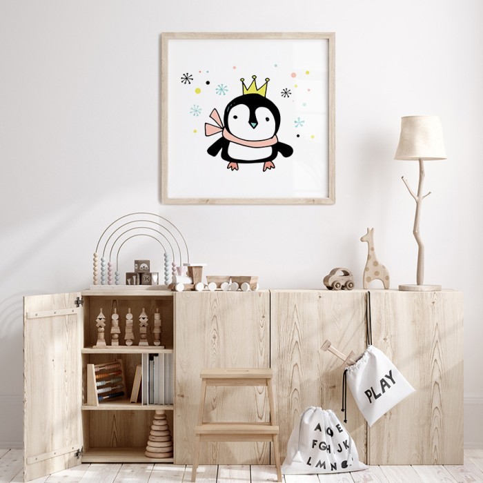 Αφίσα Poster Πιγκουίνος με στέμμα για παιδικό δωμάτιο 