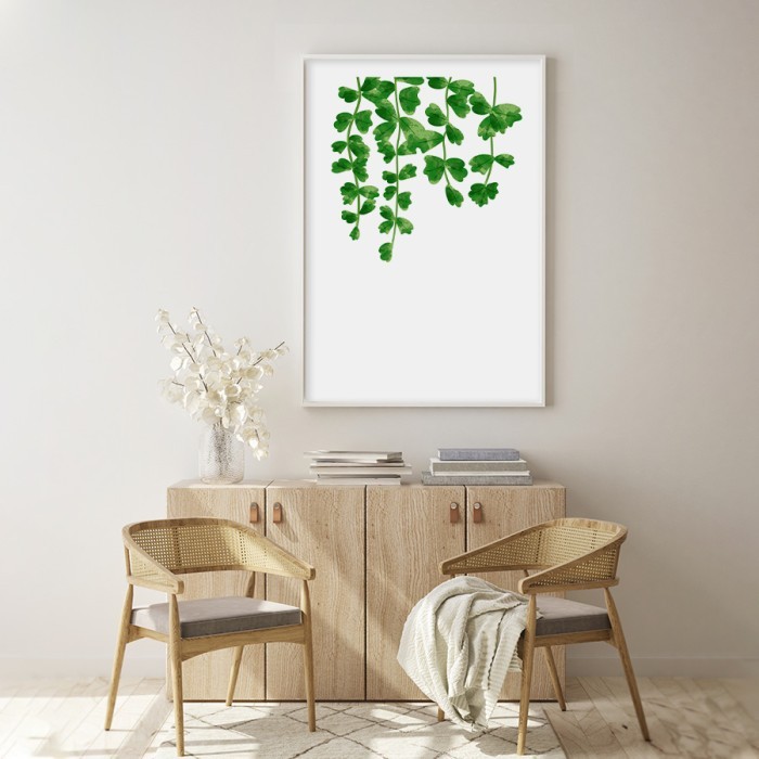 Αφίσα Poster Πράσινα κρεμαστά φύλλα με κορνίζα