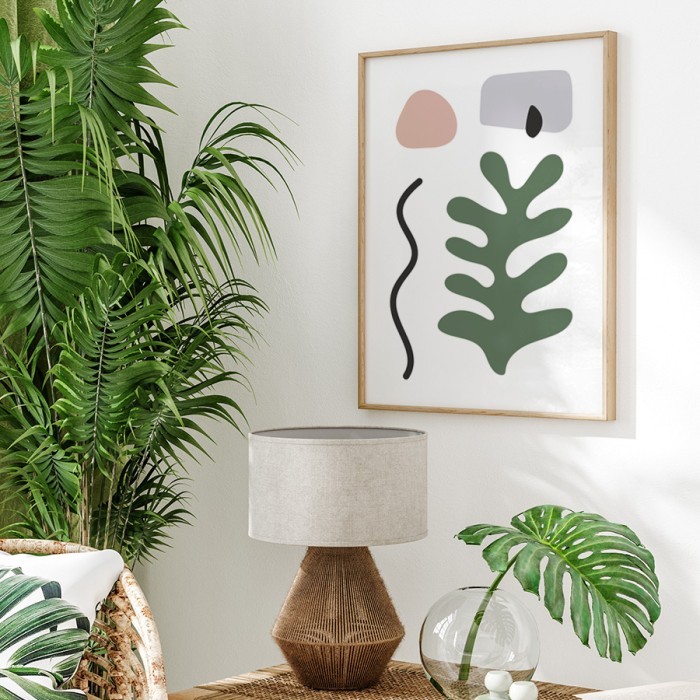 Αφίσα Poster Abstract πράσινο φυτό με κορνίζα