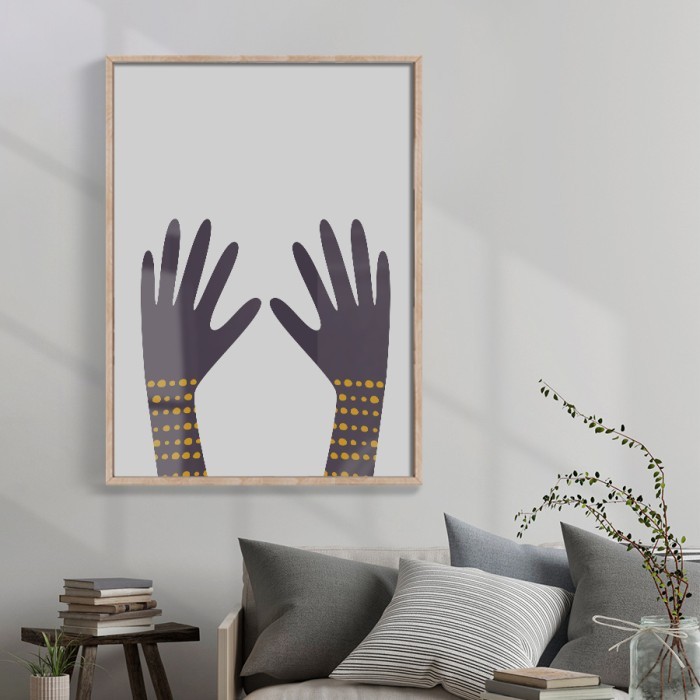 Αφίσα Poster Μωβ πουά χέρια με κορνίζα
