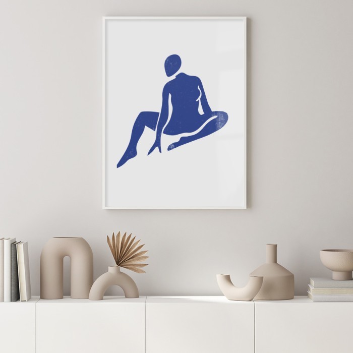 Αφίσα Poster Μπλε φιγούρα γυναίκας με κορνίζα
